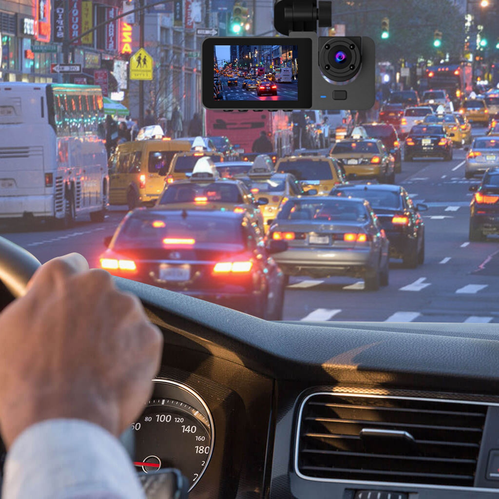 3 Channel Dash Cam Front Inside Rear Car DVR Recorder