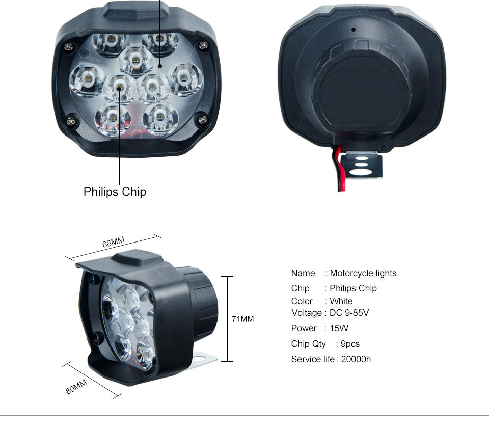 L15 Motorcycle LED Headlights 9 Beads 18 Beads Double Spotlight