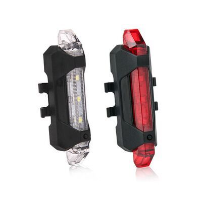 USB Rechargeable Bike Bicycle LED Light Front & Rear Safety Set