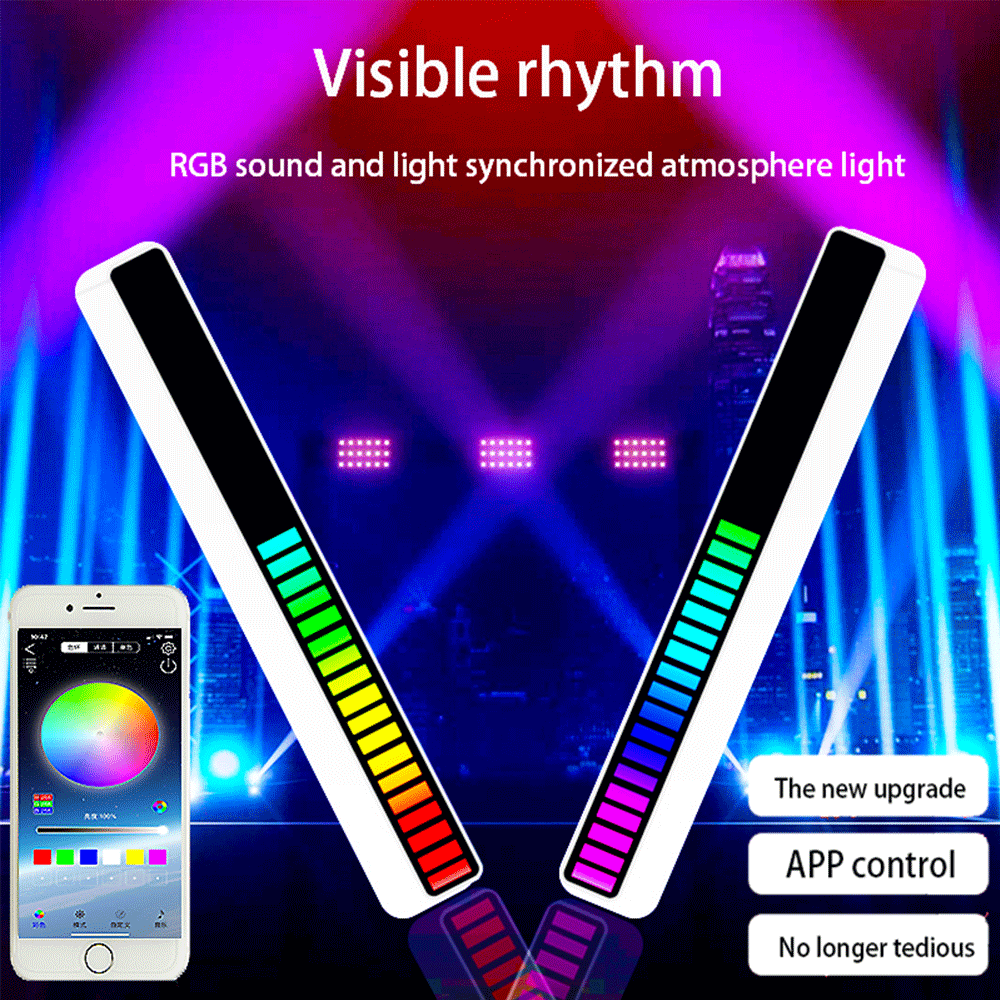 RGB Voice Activated Music Rhythm Light 32 LED Car Ambient Lamp