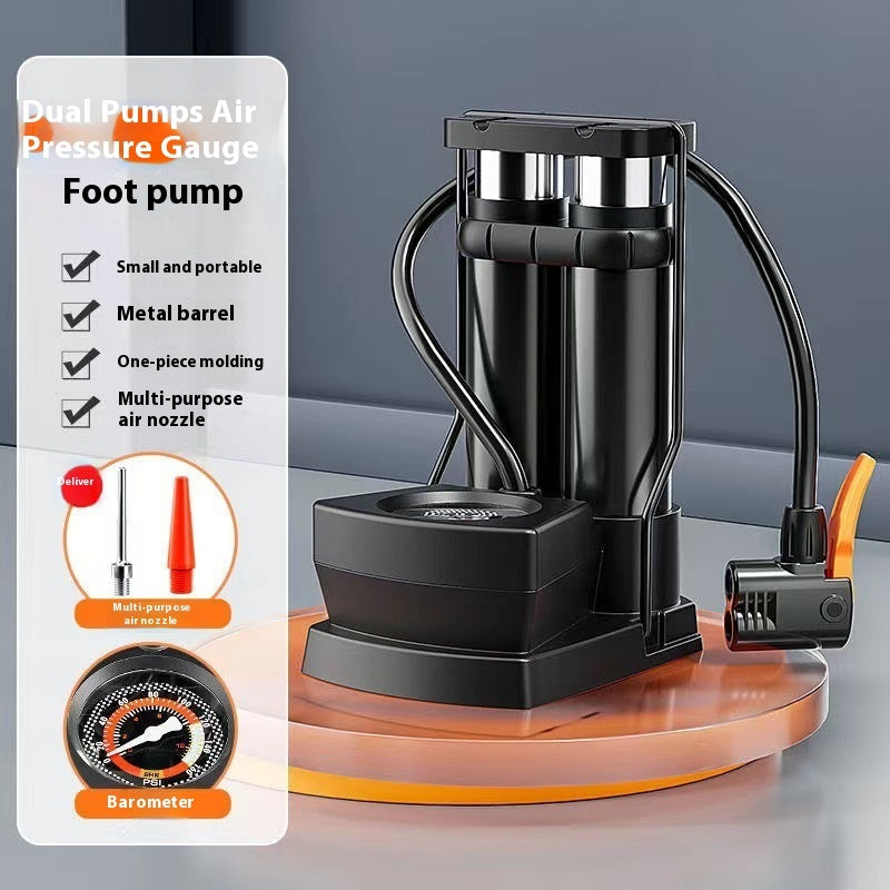 Paddle For Motorcycle High Pressure Portable Automobile Air foot pump with dual pumps and pressure gauge.