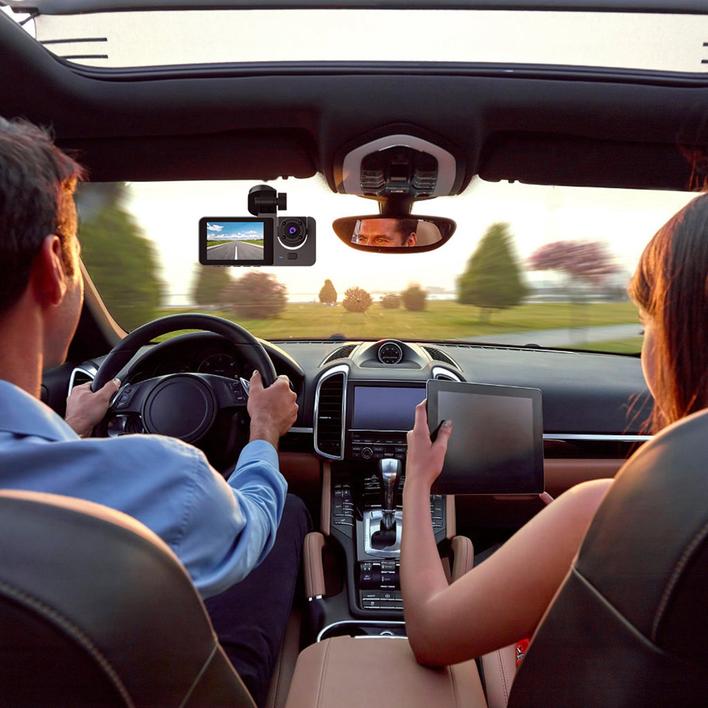 3 Channel Dash Cam Front Inside Rear Car DVR Recorder